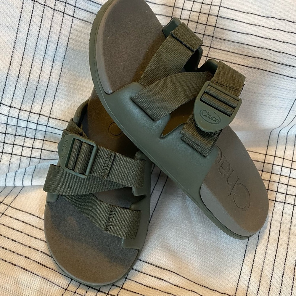 Chaco Chillos Slides, womens 7, fossil green